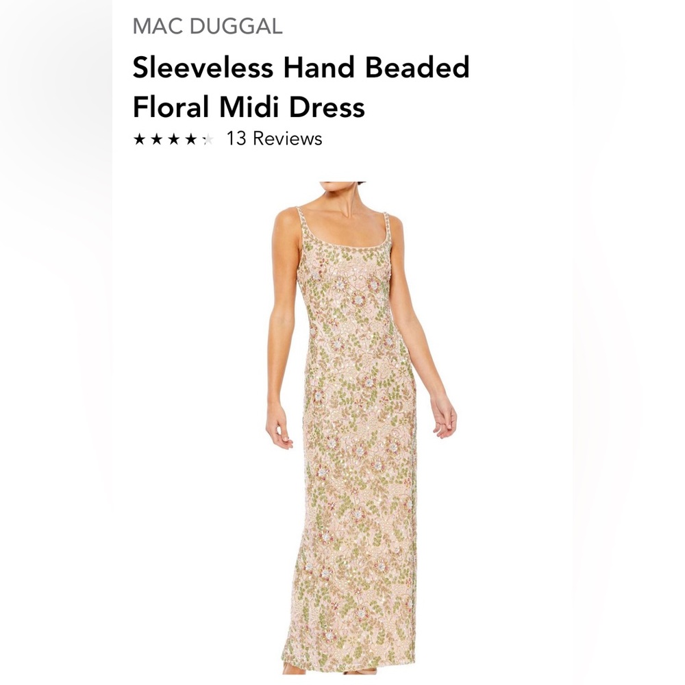 MacDuggal Hand beaded Floral Midi Dress Sz 10